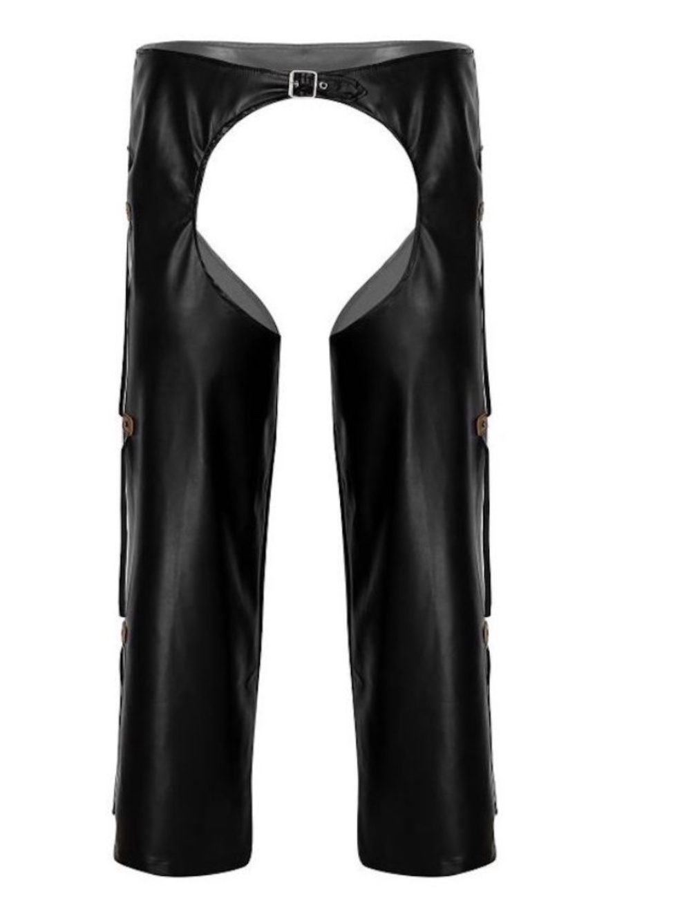 Iefiel Vegan Leather Chaps 35-38" waist ~30-32" inseam Stretch faux leather